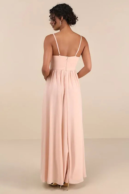 Elegant Pink Lace A-Line Strapless Sleeveless Classic-Back Floor-Length Prom Dress