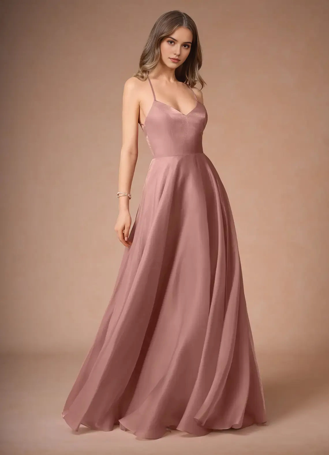 Blush Pink Prom Dress with Spaghetti Straps Sweetheart Neckline and Flowy A - Line Skirt for Formal Occasions