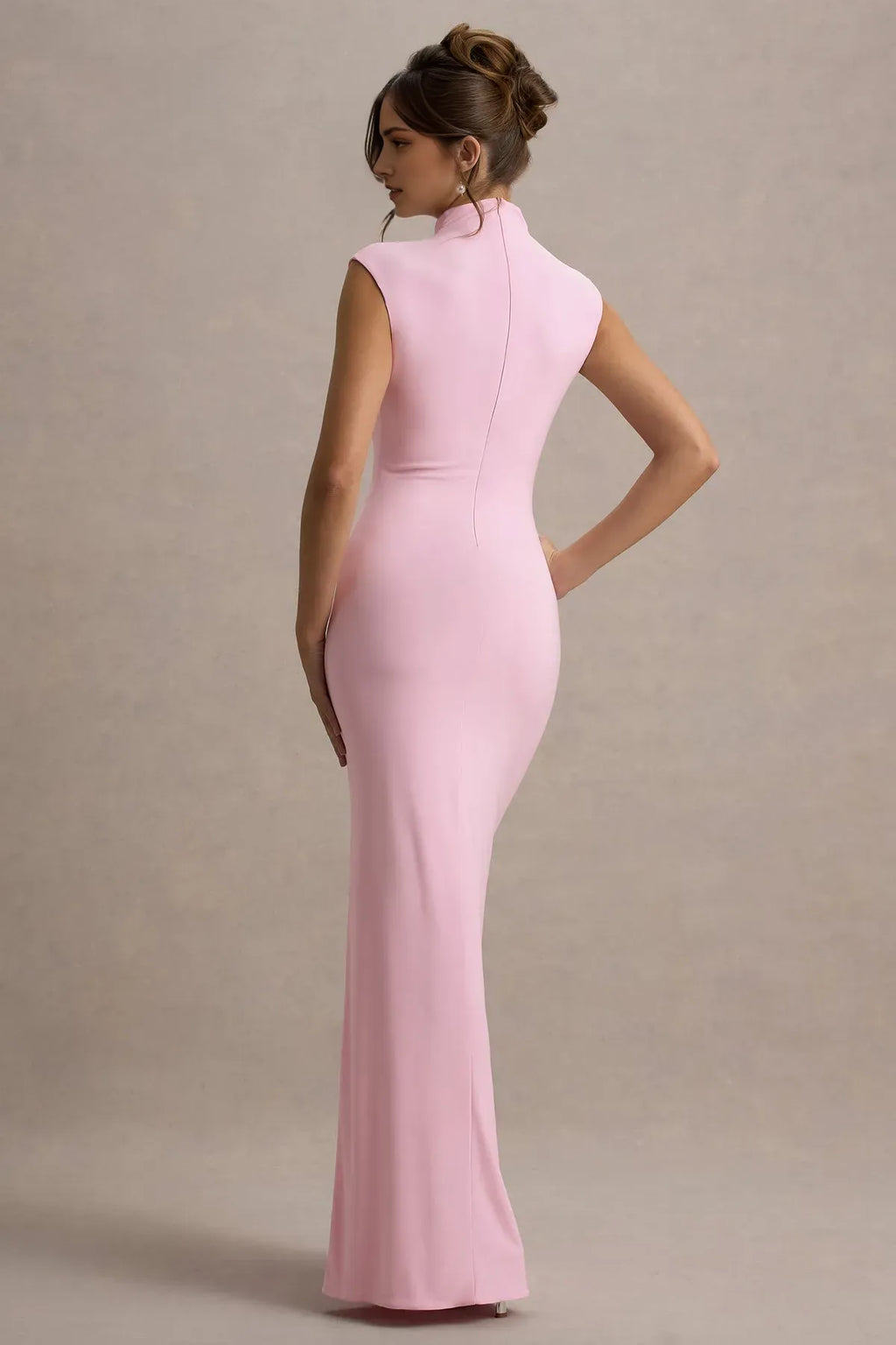 Blush Pink High Neck Ruched Prom Dresses with Side Slit A Perfect Blend of Sophistication and Allure for Memorable Evenings
