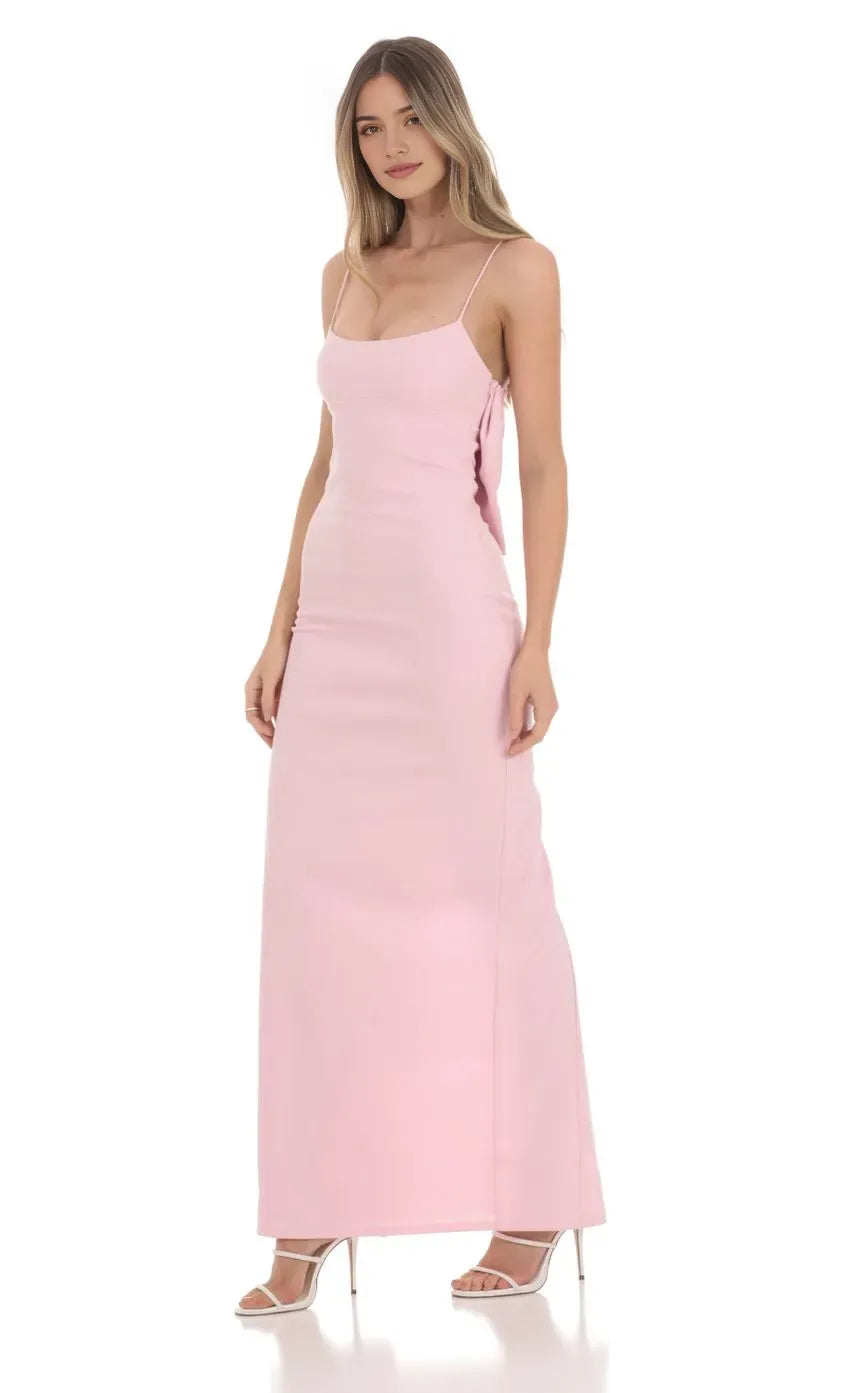 Blush Pink Square Neck Prom Dress with Side Bow Details Bodycon Silhouette Timeless Grace for Formal Galas