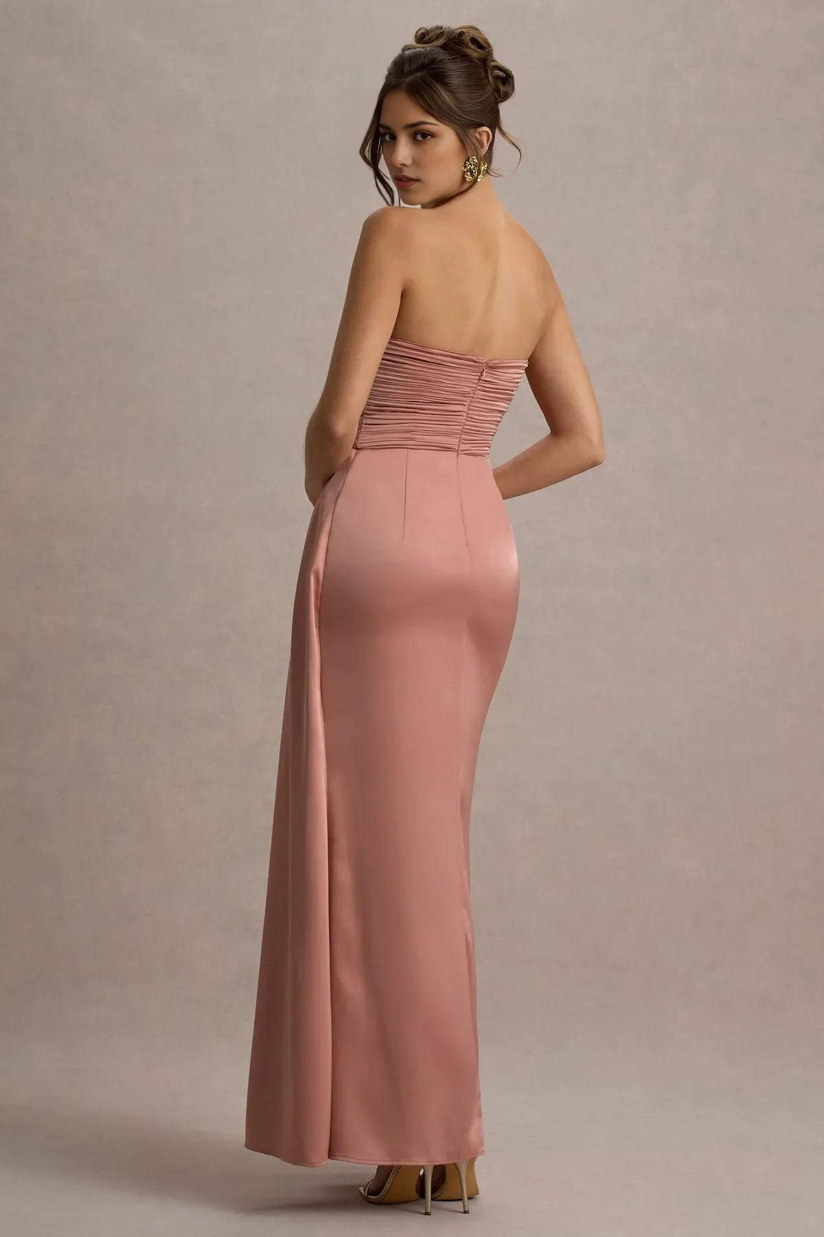 Blush Pink Strapless Prom Dresses Ruched Sweetheart Neckline Draped Side Detail High Slit A Fusion of Romance and Sophistication for Formal