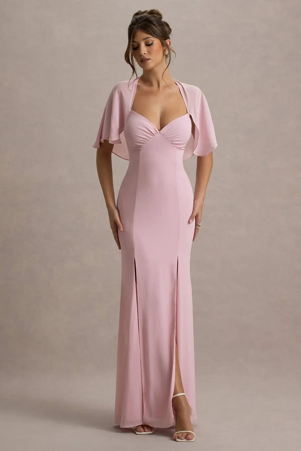 Blush Pink Sweetheart Neckline Prom Dresses with Capelet Perfect