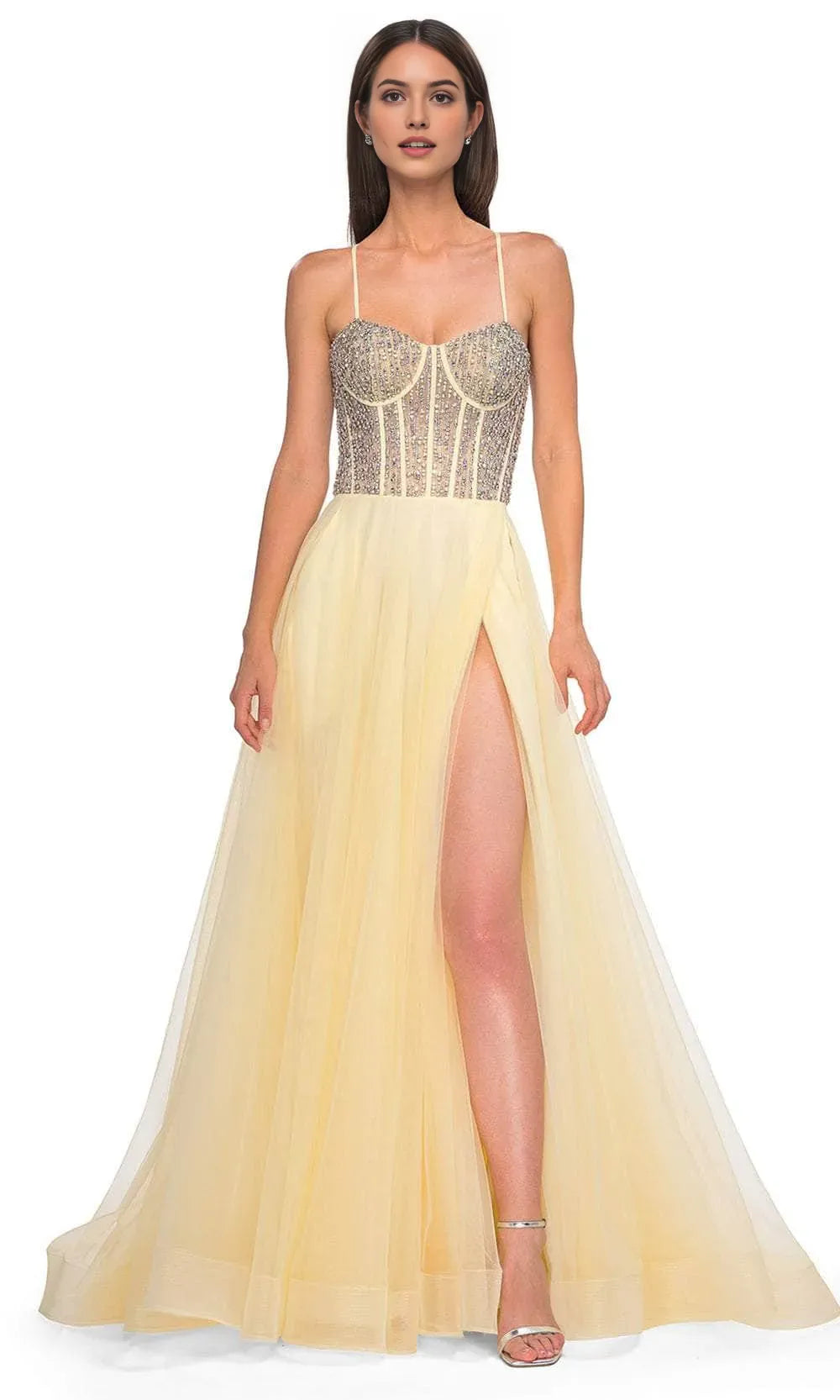 Blush Prom Gown with Intricate and Corset Bodice for Formal Occasions
