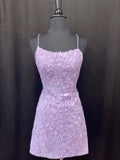 Lavender Bodycon Square Neck Mini Homecoming Dress