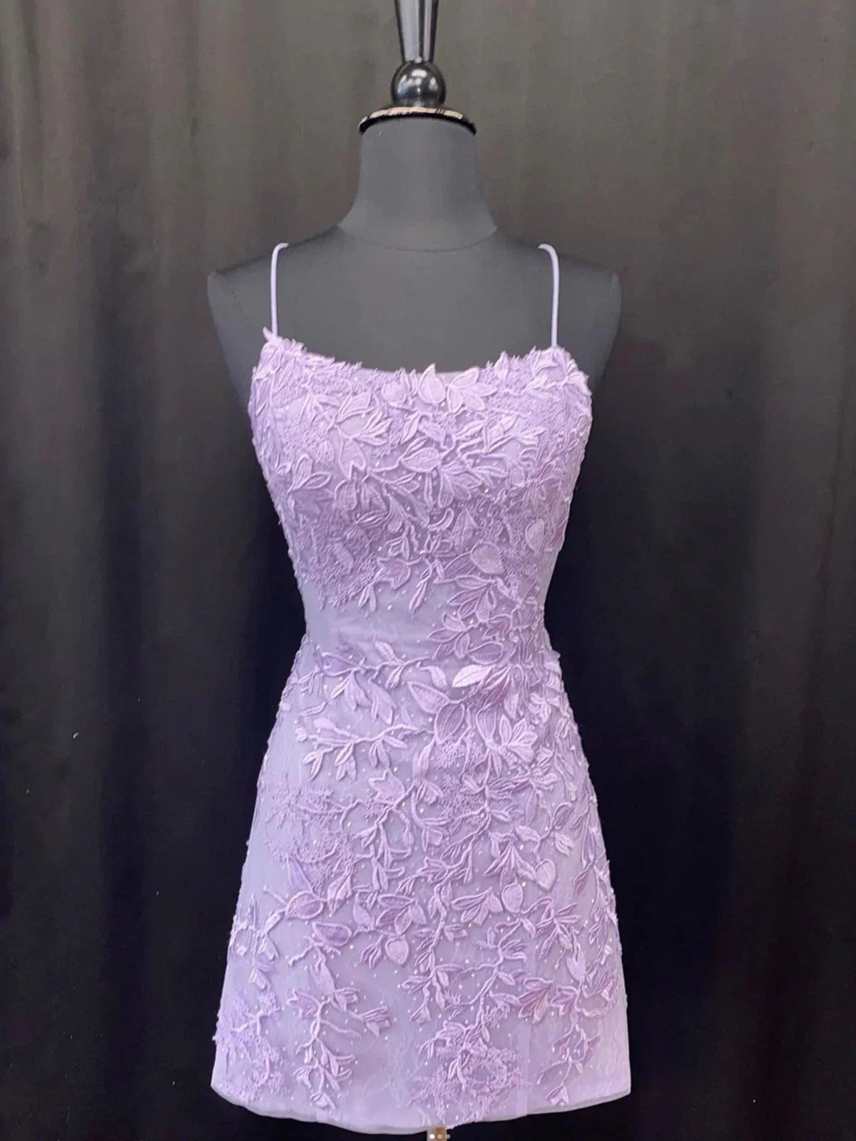 Lavender Bodycon Square Neck Mini Homecoming Dress