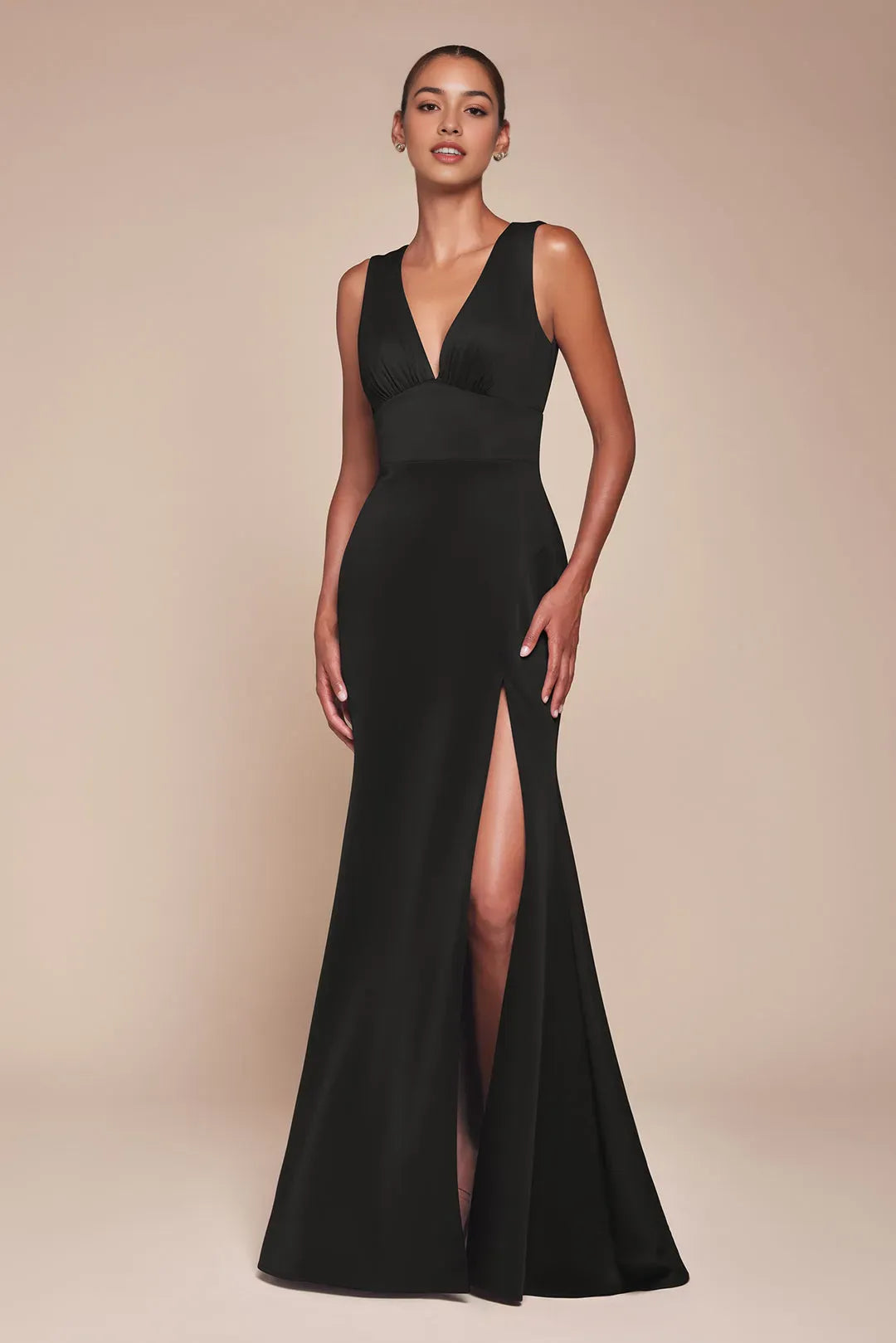 Burgundy Mermaid Prom Dress with Plunging V - Neck and High Side Slit for Formal Occasions