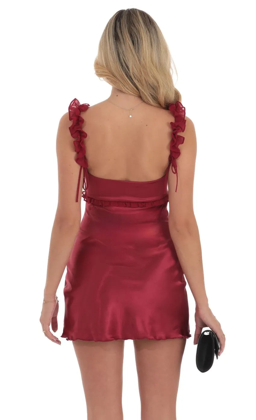 Burgundy Homecoming Dresses with Ruffled Straps Perfect for Homecoming School Dances
