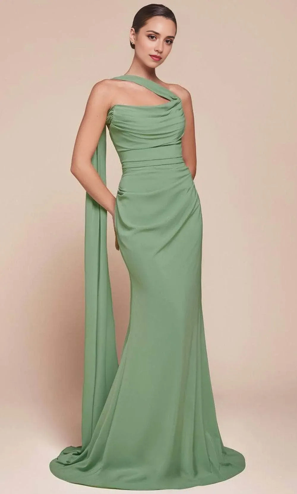 Burgundy Strapless Draped Evening Gown with Asymmetric Sleeves Perfect for Proms & Formal Balls