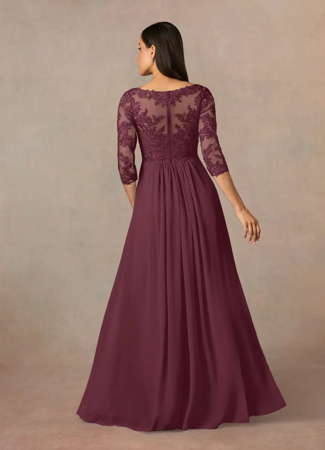 Cabernet A-Line V-Neck Mother of the Bride Dress with Bodice Sleeveless Sheer Top High Slit Ruched Skirt
