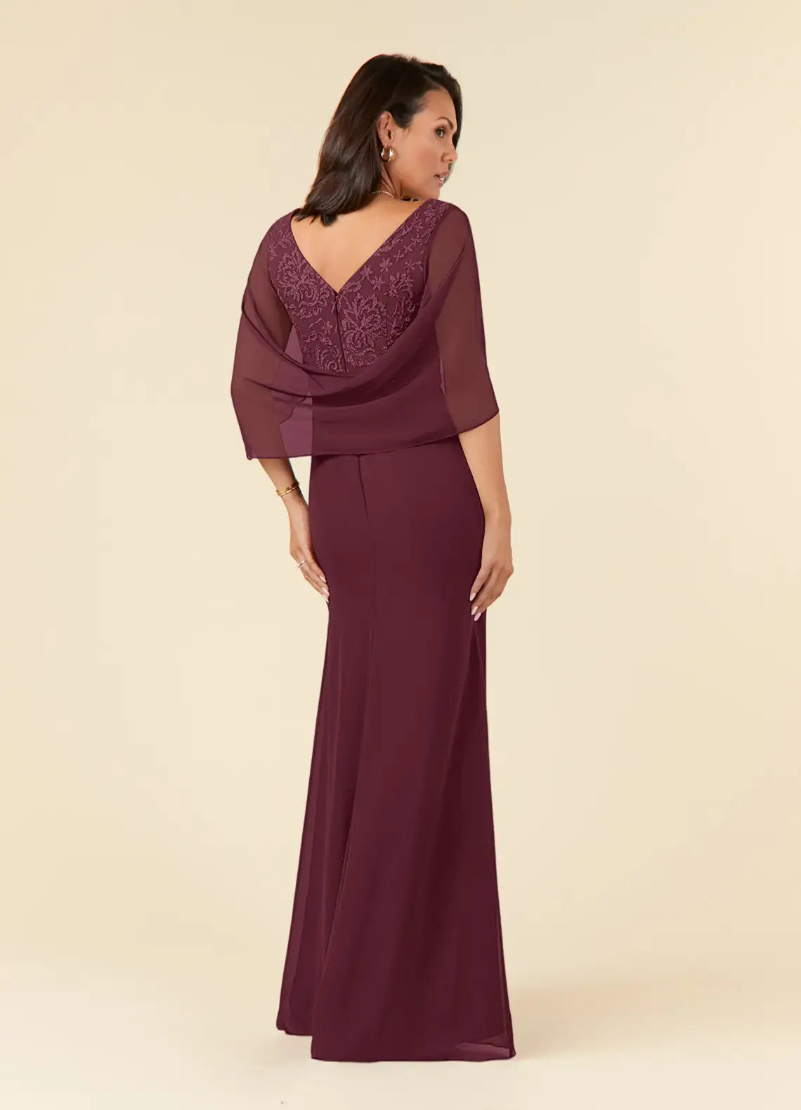 Cabernet Mermaid Mother of the Bride Dresses Bodice Mermaid with slit Long