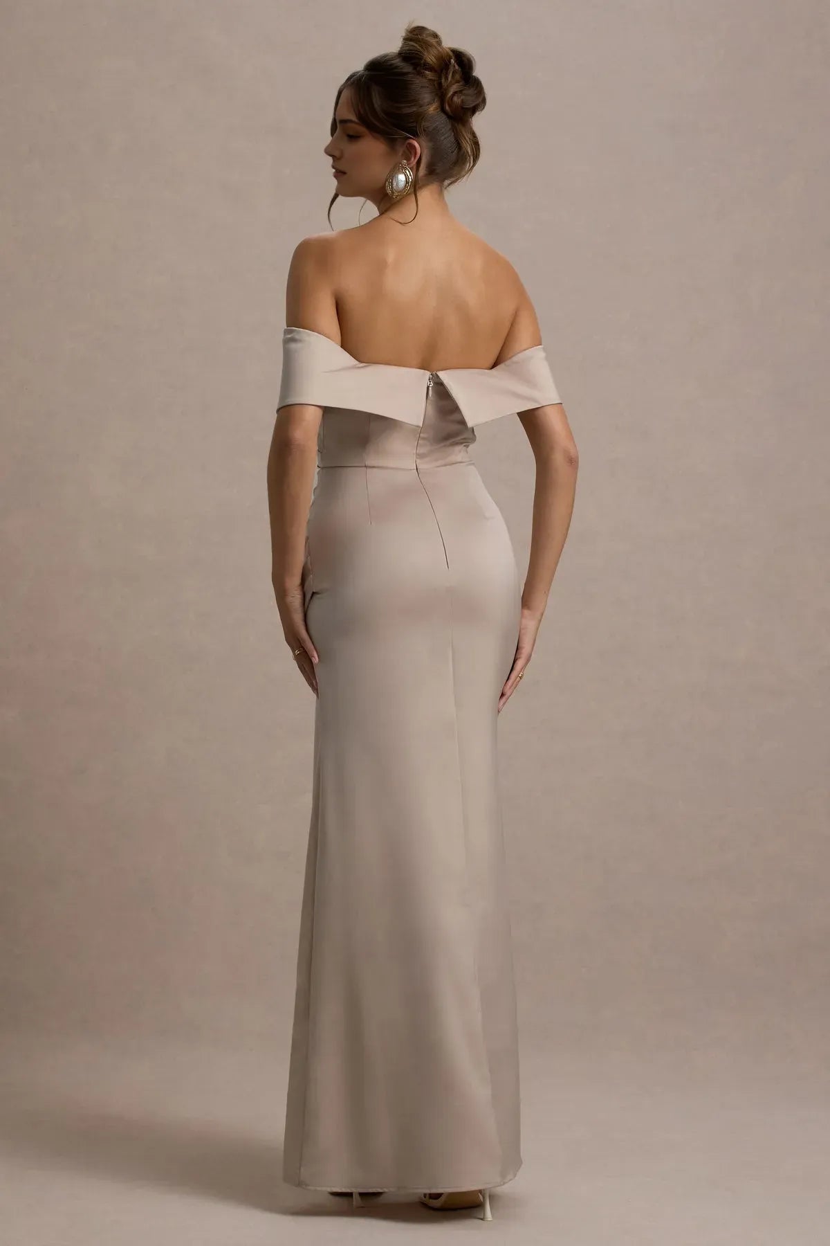 Champagne Bardot Wrap Prom Dresses Draped Ruched Detail Side Slit Luxurious Silhouette A Perfect Blend of Sophistication