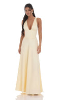 Black Cream Prom Dress with Plunging V - Neck Structured Corset Bodice and Flowy Skirt Ideal for Tie Proms