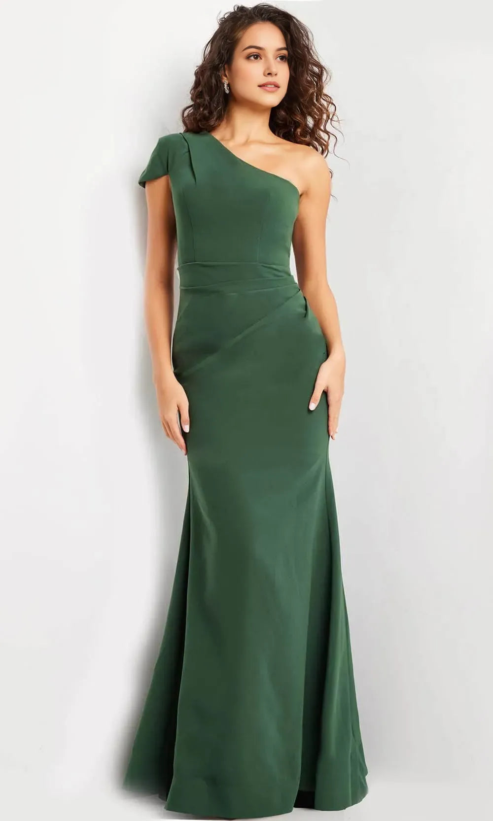 Black Dark Green One Shoulder Mermaid Evening Dresses with Asymmetric Sleeve and Flattering Silhouette Perfect for Formal Tie Weddings and Sophisticated