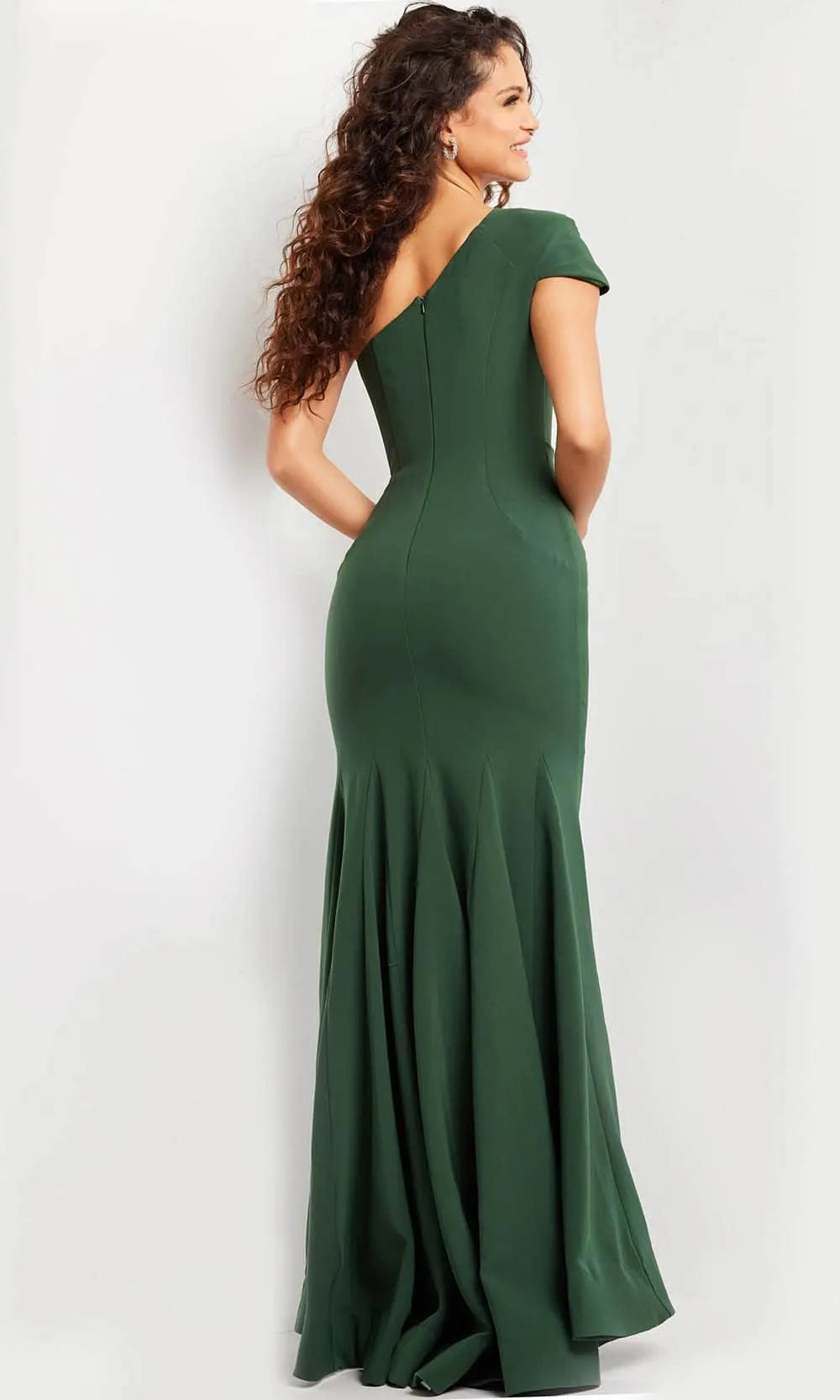 Black Dark Green One Shoulder Mermaid Evening Dresses with Asymmetric Sleeve and Flattering Silhouette Perfect for Formal Tie Weddings and Sophisticated