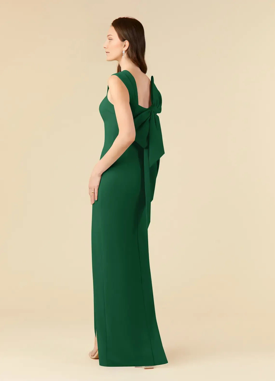 Green Dark Sheath Hot Sale Mother of the Bride Dresses with Square Neckline Asymmetric Strap Detail Bodycon and Side Slit