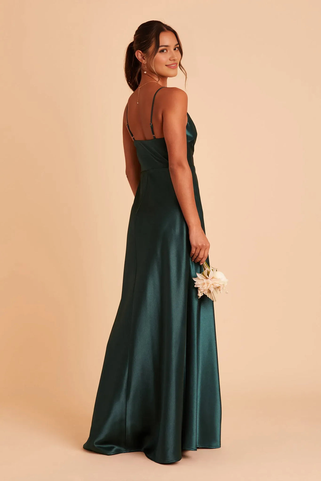 Green Emerald Ball Gown Cowl Neck Spaghetti Straps Side Slit for Formal Galas and Prom Dresses