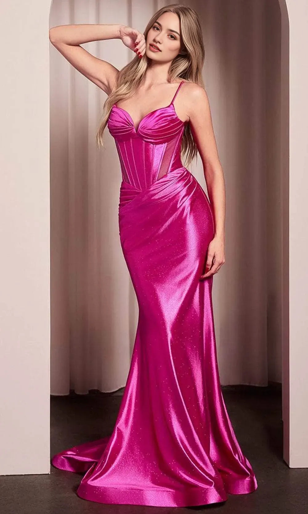 Black Emerald Green Mermaid Gown with Spaghetti Straps Corset Top and Side Draping Ideal for Prom Tie Events