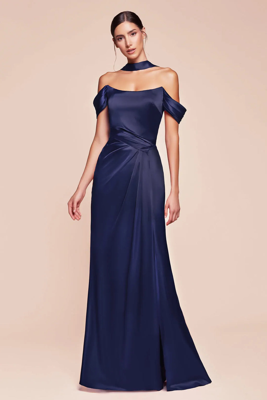 Green Emerald Off - Shoulder Prom Dress with Draped Waist and High Side Slit for Formal Occasions