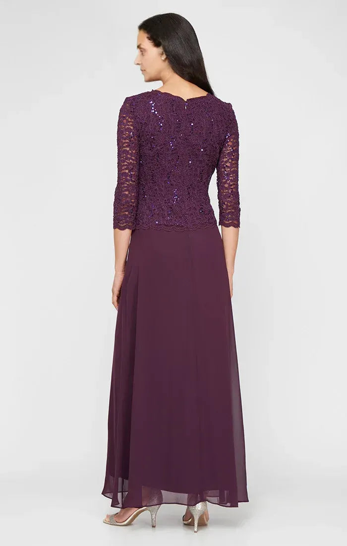 Elegant Navy Blue Sequin Long Sleeve Long Mother of the Bride Dress