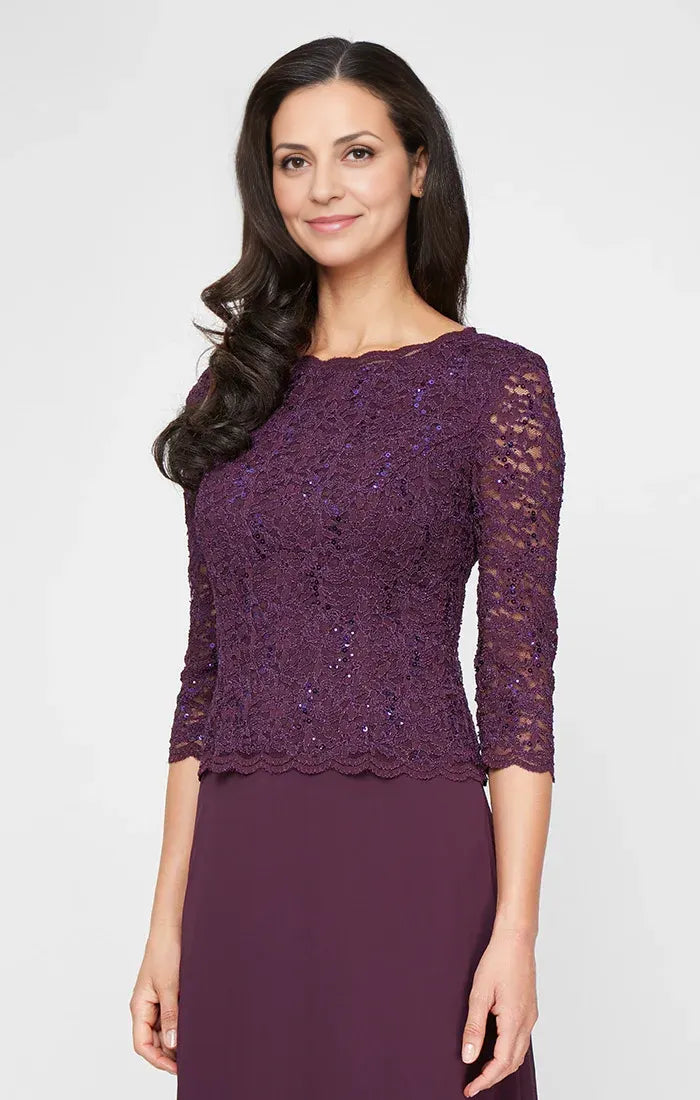 Elegant Navy Blue Sequin Long Sleeve Long Mother of the Bride Dress