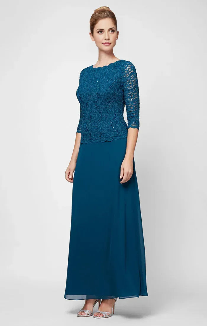 Elegant Navy Blue Sequin Long Sleeve Long Mother of the Bride Dress