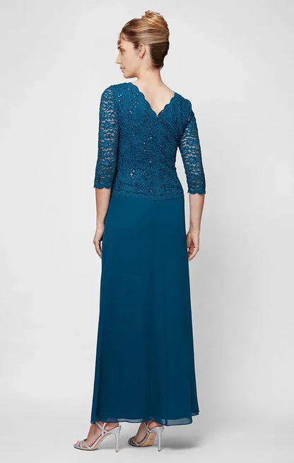Elegant Navy Blue Sequin Long Sleeve Long Mother of the Bride Dress