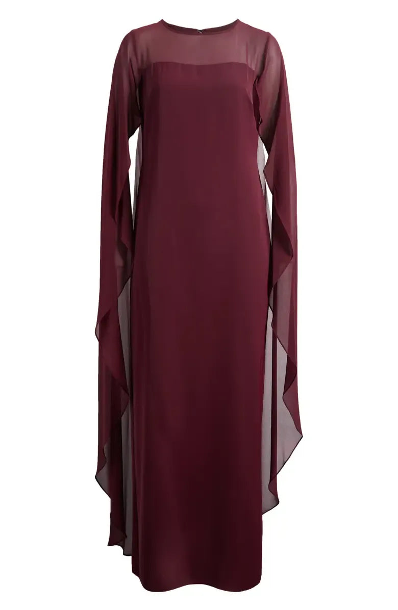 Special Occasion Sophisticated Graceful Elegant Burgundy Chiffon Scoop Neck Floor-Length Prom Dress