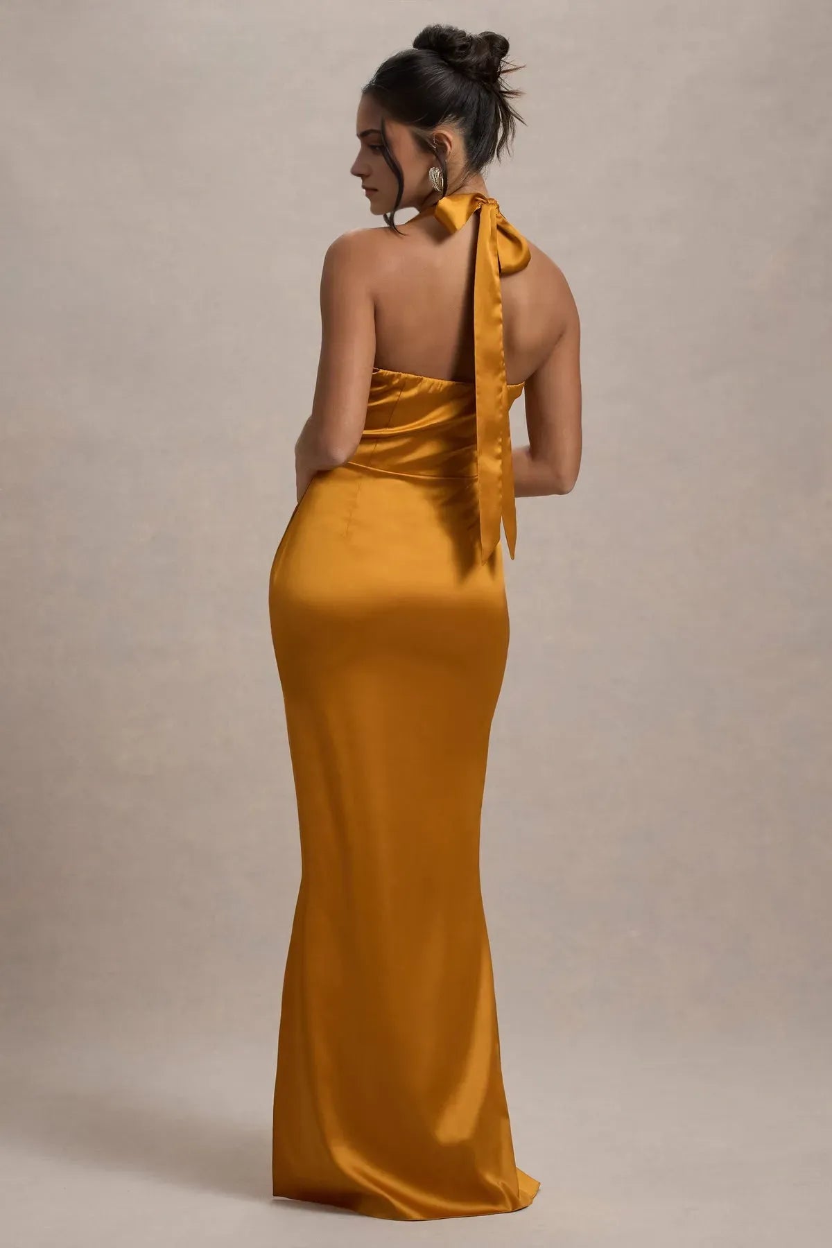 Brown Golden Halter Prom Dresses Perfect for Luxurious Ball Galas and Formal Soirées