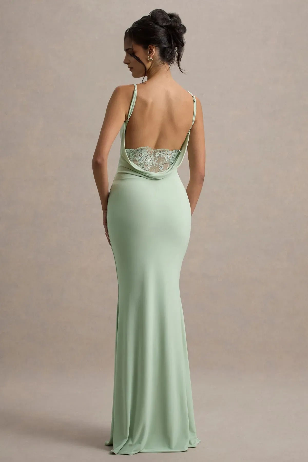Green Prom Dresses with Open Back Delicate Inset Spaghetti Straps Floor - Length Bodycon Fit for Proms Galas and Formal
