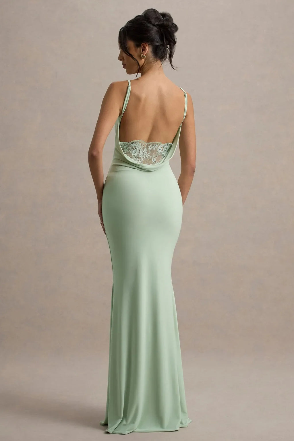 Green Prom Dress with Spaghetti Straps Low - Back Design and Insert for Formal Occasions