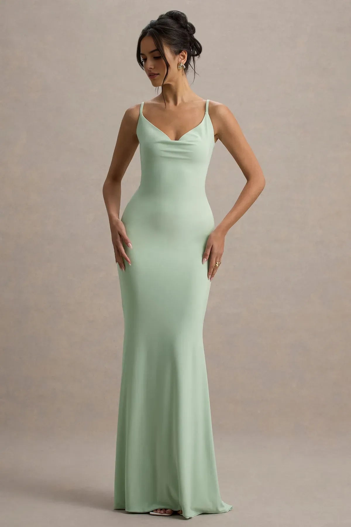 Green Prom Dress with Spaghetti Straps Low - Back Design and Insert for Formal Occasions