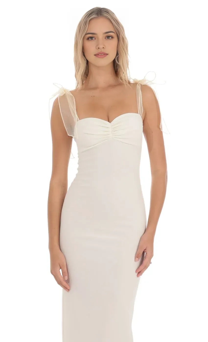 Ivory Prom Dresses with Sheer Straps Structured Bust Timeless Grace for Formal Galas