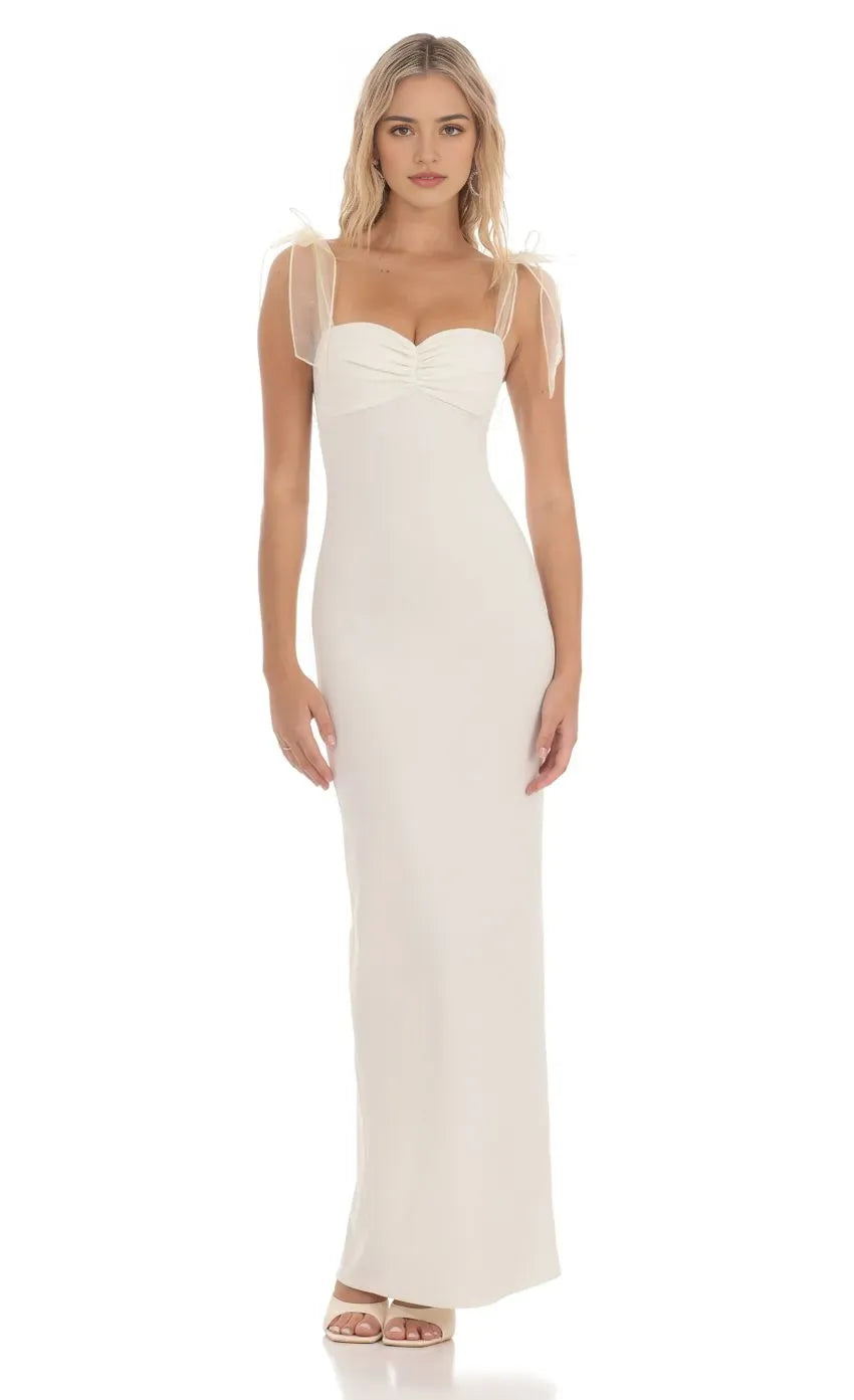 Ivory Prom Dresses with Sheer Straps Structured Bust Timeless Grace for Formal Galas