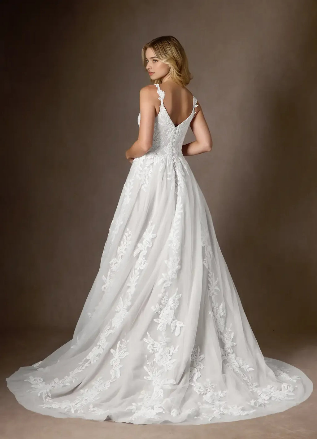 A-Line V-Neck Sequins Wedding Dresses Spaghetti Straps Neckline Sheer Overlay Train deal for Formal Wedding Ceremonies
