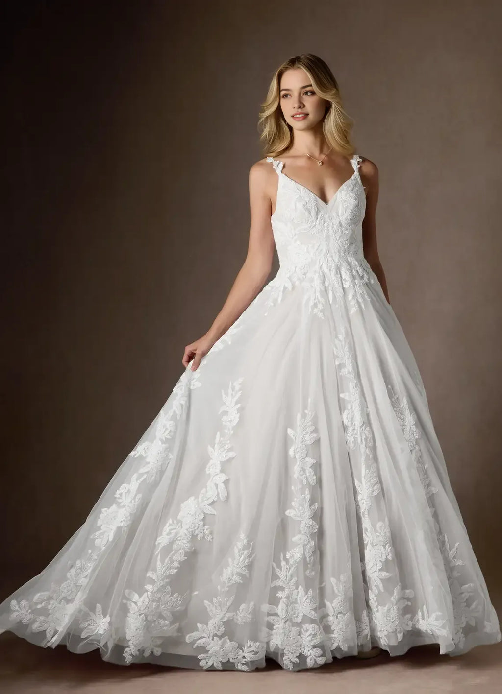 A-Line V-Neck Sequins Wedding Dresses Spaghetti Straps Neckline Sheer Overlay Train deal for Formal Wedding Ceremonies