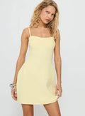 Yellow Lemon Homecoming Dress Spaghetti Straps Square Neck Sleek Fit for Memorable Celebrations