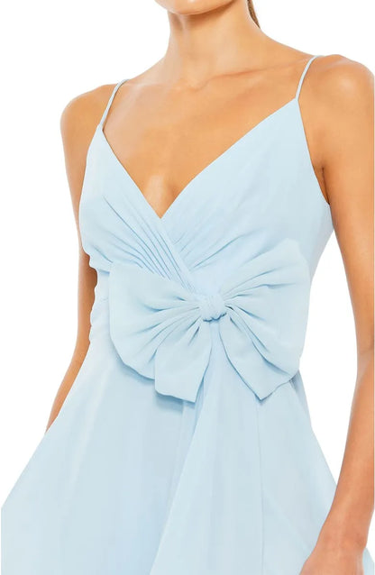 Elegant Light-Blue A-Line Classic-Neck Classic-Sleeve Classic-Back Floor-Length Homecoming Dress
