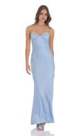 Light Blue Prom Dress with Spaghetti Straps Bustier Detail Timeless Grace for Formal Galas