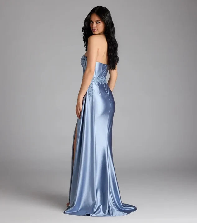 Elegant Mermaid Sweetheart Strapless Plain Back Long Evening Dress