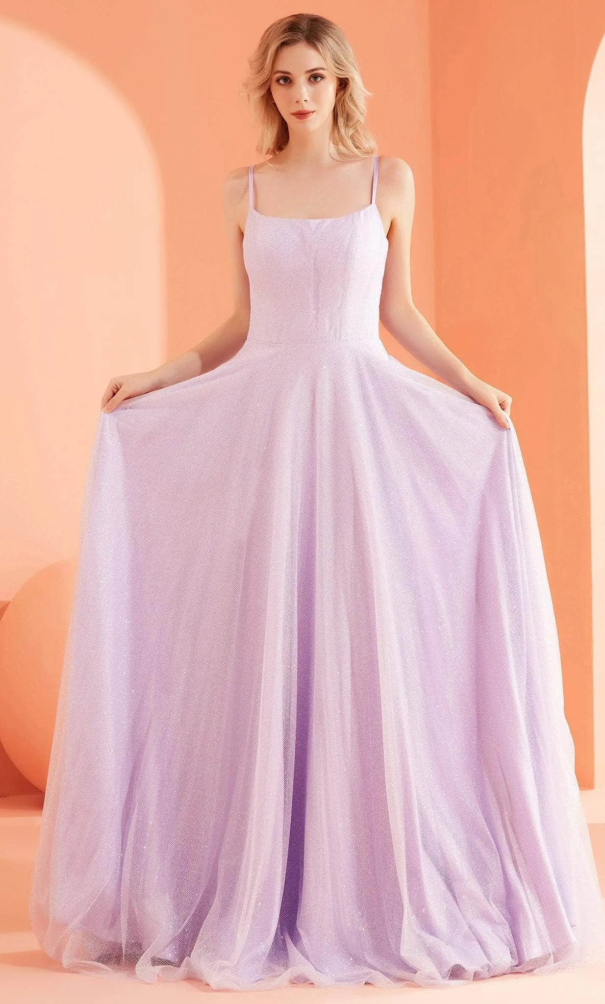 Light Blue Sparkle Evening Dresses featuring Spaghetti Straps Square Neck and Flowy A - Line Silhouette to Elevate Your Night