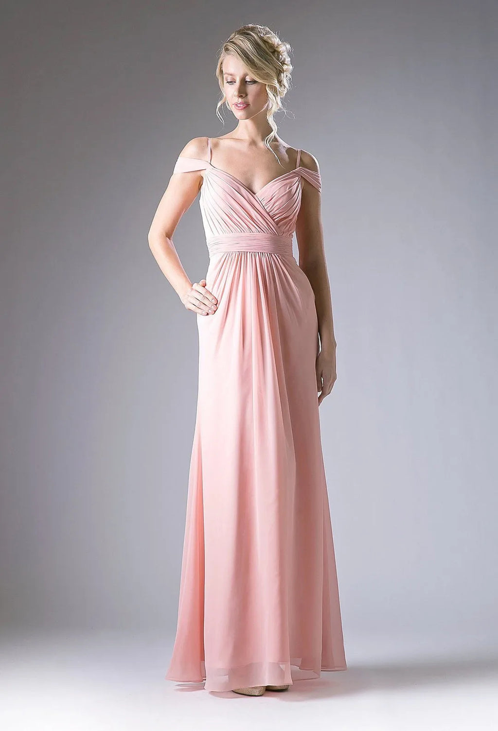 Grey Light Prom Dress with Off - Shoulder Straps Ruched Bodice and Flowing Floor - Length Skirt for Formal Galas