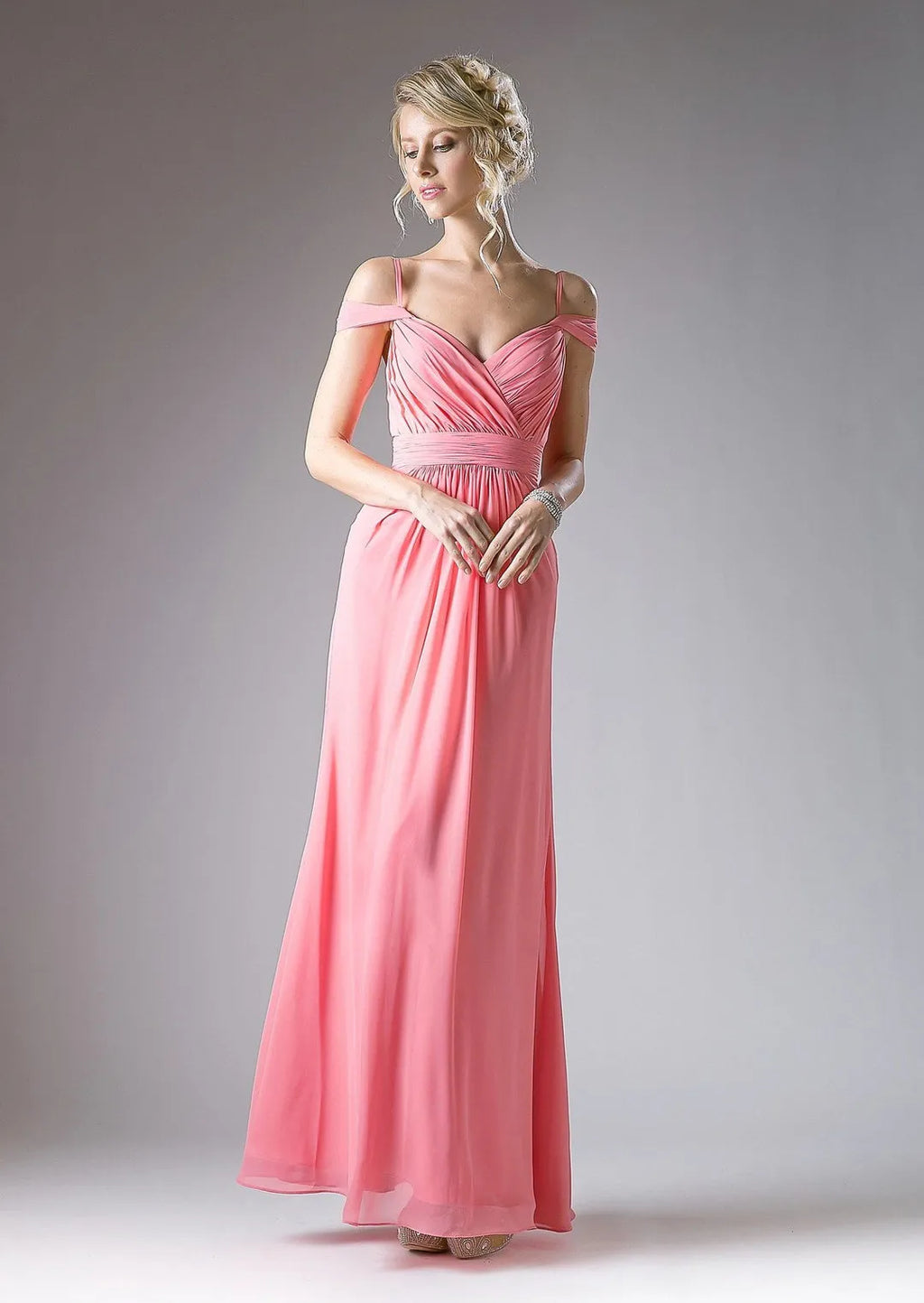 Grey Light Prom Dress with Off - Shoulder Straps Ruched Bodice and Flowing Floor - Length Skirt for Formal Galas