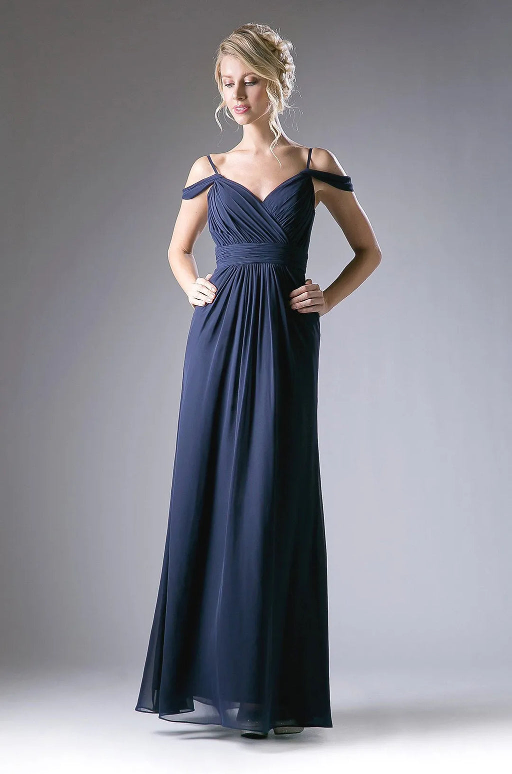Grey Light Prom Dress with Off - Shoulder Straps Ruched Bodice and Flowing Floor - Length Skirt for Formal Galas