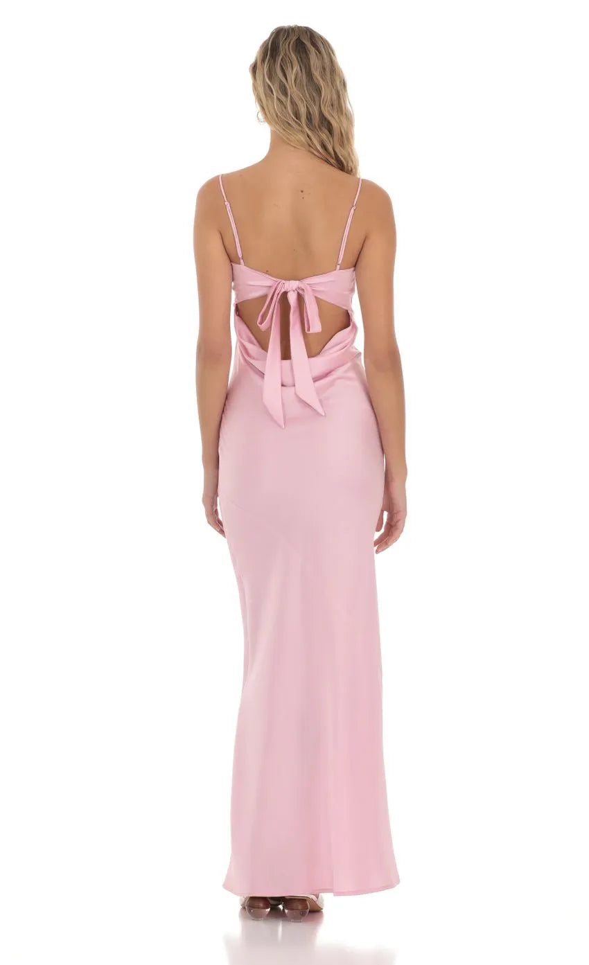 Pink Light Slip Prom Dress with Thin Spaghetti Straps and Bodycon Silhouette Perfect for Formal Evening Events and Prom Night