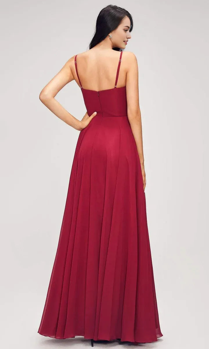 Lilac Evening Dresses with V Neckline Ruched Bodice and Flowing A Line Skirt Ideal for Formal Events Weddings and Galas