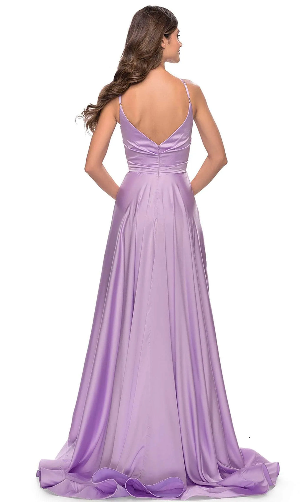 Lilac One Shoulder Prom Gown with Cross Wrap Bodice and High Slit for Formal Occasions