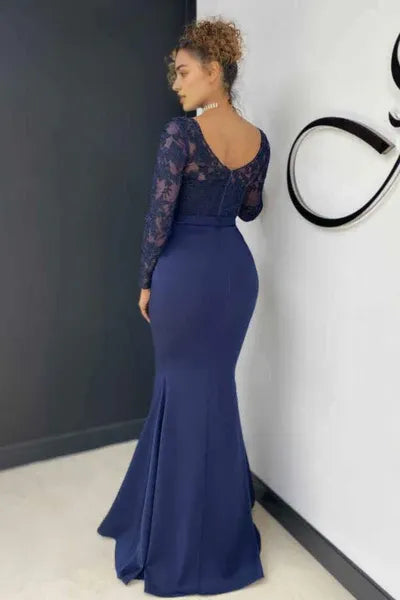Long Sleeve Evening Dress Mermaid V-Neck Online