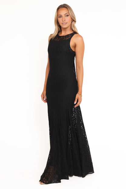 Beautiful Timeless Special Occasion Elegant Black Lace Mermaid Sleeveless Floor-Length Prom Dress