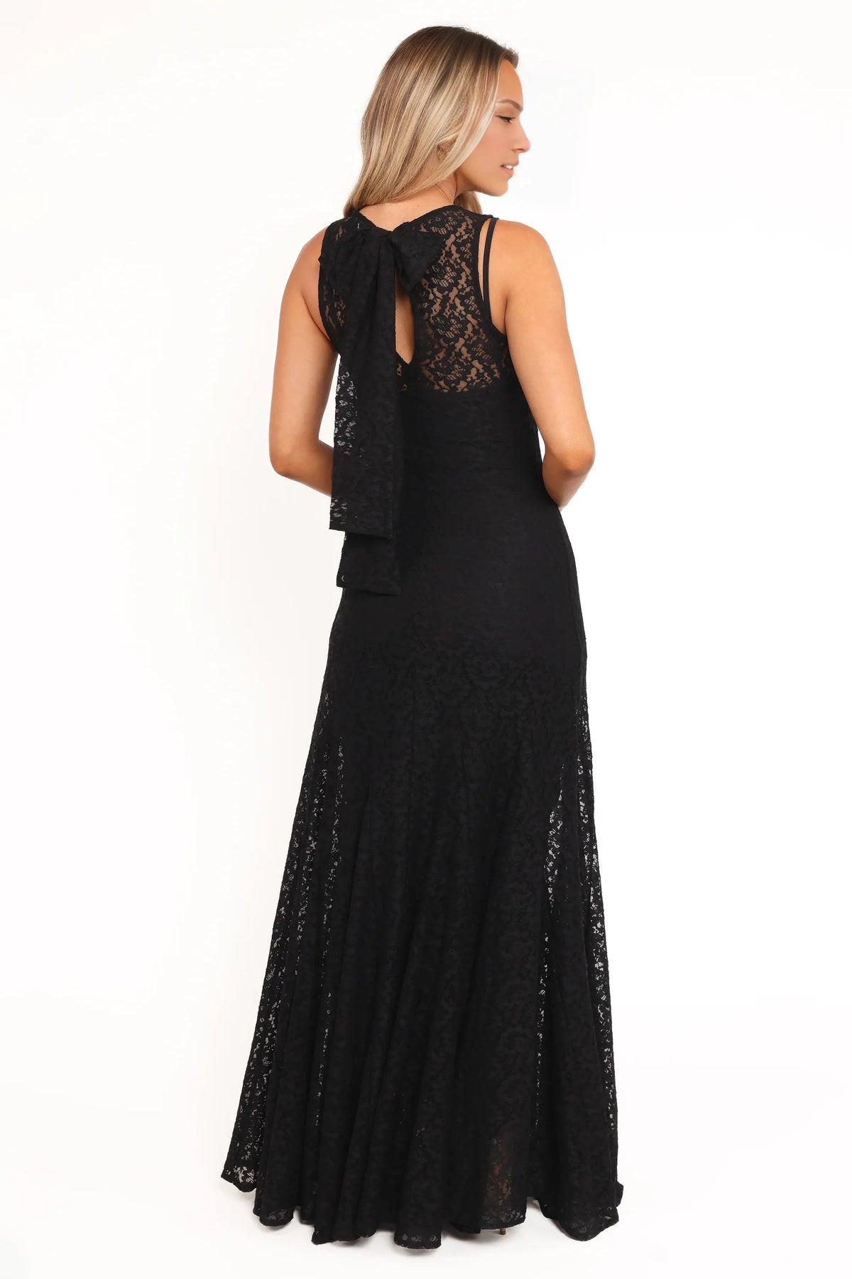 Beautiful Timeless Special Occasion Elegant Black Lace Mermaid Sleeveless Floor-Length Prom Dress