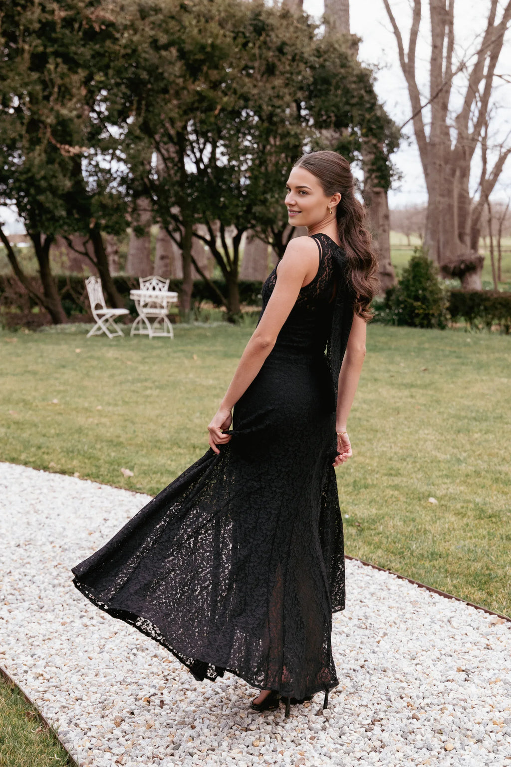 Beautiful Timeless Special Occasion Elegant Black Lace Mermaid Sleeveless Floor-Length Prom Dress